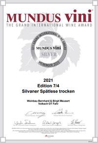 Mundus Vini Silber 2021 Edition 7/4 Silvaner
